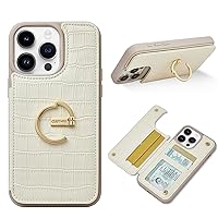 CUSTYPE for iPhone 15 Pro Wallet Case with Card Holder,Leather Case with Ring Holder Kickstand,Snap Button Card Slots Case for Women Men for iPhone 15 Pro 6.1