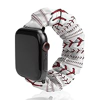 Ball Baseball Skin Elastic Watch Bands Bracelet Strap 38mm 40mm 42mm 44mm Compatible with IWatch Series 6 5 4 3 2 1