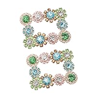 2pcs Flats Rhinestone Buckle Pink Jewelry Women Crystal Decoration Clips Bridal Decorative Buckles Blue Colored Shoes for Red Flower Wedding Square Heels Pumps Shoe Charm Clip