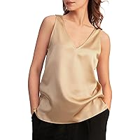LilySilk 100% Silk Camisole for Women V Neck Low Back Soft Comfortable Silk Tank Top Ladies Sleeveless Cami Tops Summer