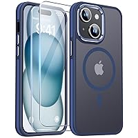 JAME for iPhone 15 Case, iPhone 15 Phone Case with 2 Tempered-Glass Screen Protectors, [Compatible with Magsafe], [Military-Grade Protection], Shockproof Slim Fit Phone Case for iPhone 15 Case, Blue