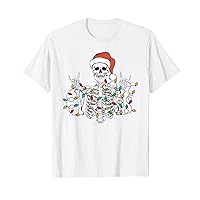 Rock on Santa Skeleton Rock and Roll Christmas Lights Rocker T-Shirt