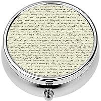 Mini Portable Pill Case Box for Purse Vitamin Medicine Metal Small Cute Travel Pill Organizer Container Holder Pocket Pharmacy Seamless with Hand Writing Famous Quotes by Ancient phi