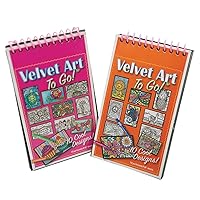 S&S Worldwide Velvet Art to Go! 2 Spiral Bound Coloring Books w/Perforated Cardstock Pages, Fuzzy, Felt, Great for Travel: Planes, Cars, Backpacks, 20 Different Projects Total, Kids & Adults, 4