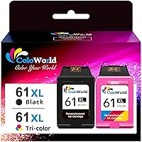 ColoWorld Remanufactured Ink Cartridges Replacement for HP 61XL 61 XL Combo Pack for Envy 4500 4502 5534 5535 DeskJet 2512 2542 2540 2544 3000 3050a OfficeJet 4630 4632 Printer 1 Black 1 Color