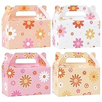 24 Pcs Daisy Flower Treat Boxes Party Supplies Hippie Daisy Flower Summer Party Favors Goodie Gift Boxes for Girls Birthday Baby Shower Wedding Party Decorations Retro Hippie Boho Treat Candy Box Home