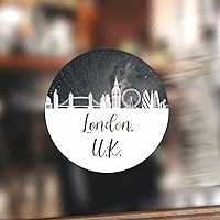 United Kingdom London Skyline Laptop Stickers 50 Pieces Travel Gift Vinyl Decal Skyline Building Durable Round Decal Stickers for Water Bottles Suitcase Laptop Phone 2inch