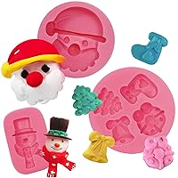 Christmas Collection Candy Fondant Chocolate Mold for Cake Decoration, Cupcake Decorate, Polymer Clay, Crafting, include Snowman, Xmas Ornaments, Santa Claus