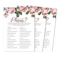 Bridal Shower Game Wedding Shower Bachelorette Party Bulk Activity Game Cards 50-Pack Floral Whats On Your Phone