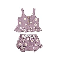 Toddler Kids Baby Girls Clothes Halter Crop Cami Daisy Tank Tops Floral Shorts Bloomers Summer Outfit Set