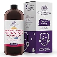 Liquid Morning Multivitamin for Immune Support - Energy, Hair, Skin, Nails - Vegan Non-GMO MSM, Amino Acids and Trace Minerals Vitamin A B C D3 E - Raspberry Flavor 32oz