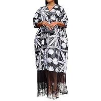 Womens Sexy Half Sleeve Deep V Neck Printed Tassel Loose Casual Party Clubwear Dress