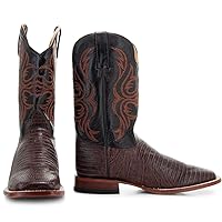 Soto Boots Men's Lizard Print Square Toe Cowboy Boots, Exotic Print Men's Cowboy Boots, Western Boots For Men H8002