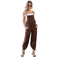 Overalls Women Jumpers Casual Loose Fit Summer Cotton Linen Pants with Pockets
