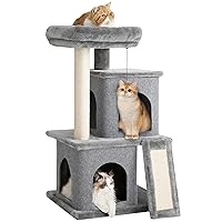 Lesure Cat Tree for Large Cat - Cat Tower for Indoor Cats with Scratching Post and Platform, Multi-Level Pet Play House Stable Kitty Furniture, 34 inches Tall, Grey