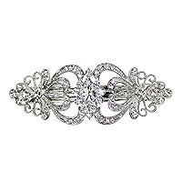 Faship Gorgeous Clear Crystal Hearts And Floral Hair Barrette