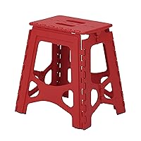 Folding Step Stool for Indoor Use, 15.4 x 10.2 x 15.4 inches (39 x 34 x 26 x 39 cm), Foldable, Red