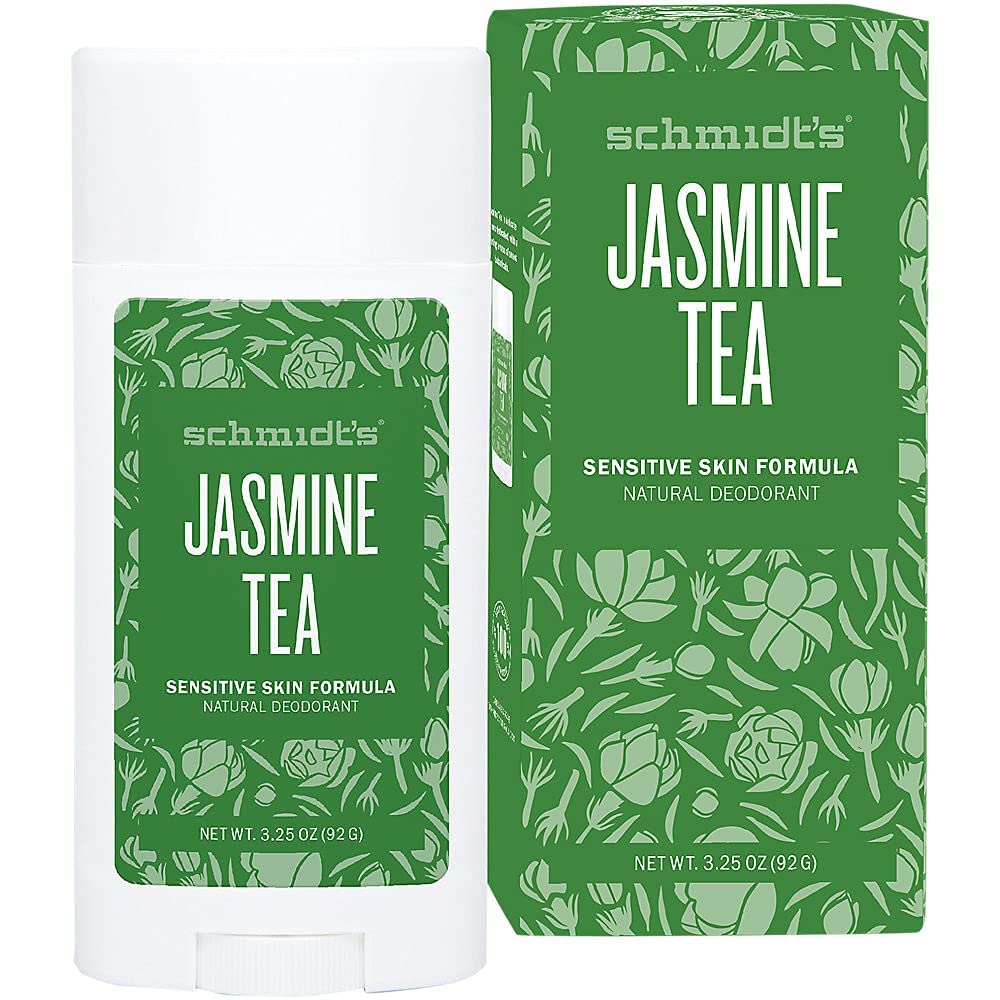 Schmidt's Baking Soda-Free Sensitive Skin Natural Deodorant for Women and Men, Jasmine Tea with 24 Hour Odor Protection, Aluminum Free, Vegan, Cruelty Free, 3.25 oz