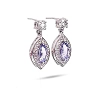 925 Sterling Silver Tanzanite Topaz Earring 925 Hallmarked Jewelry | Gifts For Women And Girls