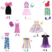 Clothes, Doll Fashion Pack with 13 Pieces of Clothing, 8 Accessories and 8 Pairs of Shoes for 65+ Unique Looks