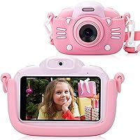 Children's Digital Camera, 3 Inch Touch Screen, Kids Video Camera Recorder Child Camcorder with 32G TF Card, for Girls Boys Toys Gifts,Pink