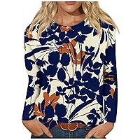 2024 Individuality Womens Colorful Floral Printed Shirt Spring Loose Casual Round Neck Long Sleeve Blouses