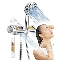 Filtered Shower Head with Handheld Combo - Dual 2-in-1 Spa System with Massage Shower Head and 10 Modes Hand Held Shower Head, High Pressure, Built in Power Wash Mode (Chrome)