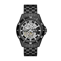 Men's Lewis Black Stainless Steel Sport Automatic Bracelet Watch with Skeleton Dial (Model: ZR77336)