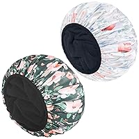 Auban Shower Cap, Terry Lined Shower Caps, Triple Layer Large Shower Cap for Women, Terry Cloth Lined Reusable Shower Cap for Long Thick Hair, Waterproof Hair Cap