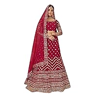 red Indian Bridal Wedding Wear Georgette Foil Mirror heavy Lehenga Choli Dupatta Woman Ghagra 2991
