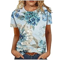 Women Summer Comfortable Tops Basic Round Neck Blouse Printed Short-Sleeved Fashion Casual Loose T-Shirt Tees