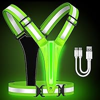 LED Reflective Running Vest Gear,Light Up Vest Runners Night Walking USB Rechargeable,Up to 11hrs Light with Adjustable Waist/Shoulder for Women Men Kids