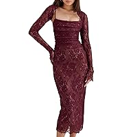 Women Sexy Backless Satin Maxi Long Sleeve Dresses Floral Print Dresses Slim Fit Elegant Long Dresses Night Party Outfits