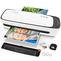 Laminator 13 Inch A3 Laminator Machine, 9 in 1 Desktop Thermal Laminator Never Jam 40 Laminating Pouches, Paper Trimmer and Corner Rounder, 1Min Fast Warm-Up Home Office School Use, White