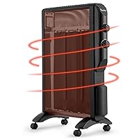 Electric Space Heater for Indoor Use 1500W, Large Room Heater with Thermostat, 2 Heat Settings, Fast Heating, Quiet, Safety Protection, Portable Mica Heater for Office Home Bedroom 120V Black