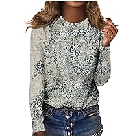 Women's Fall Fashion Tops Casual Long Sleeve Print Round Neck Pullover Top Blouse Tops Sexy Casual 2023, S-5XL