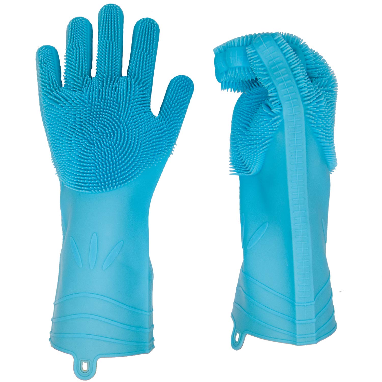 Dishwashing Gloves Silicone Reusable 2 sided Foaming Heat Resistant Scrubber for Kitchen 1 Pair