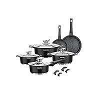 CAROTE 15pcs Pots and Pans Set, Nonstick Induction Kitchen RV Cookware Set  with Removable Handle, Dishwasher/Oven Safe