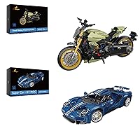 JMBricklayer Technic V4 Motorcycle Toy Building Sets 60120 & Classic Blue Supercars 1:8 Model MOC Toy Building Sets 60115
