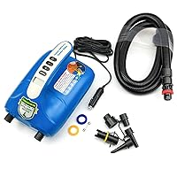 Seamax Marine SUP20D Electric Air Pump for Inflatable Paddle Board, Max 20 PSI, Additional Fittings Included, Pro Edition Built in Temperature Sensor and Voltage Meter Support Inflation and Deflation