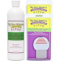 My Hair Helpers 16oz Dimethicone Oil for Lice and Two Lice Combs - Works for 2-3 Children