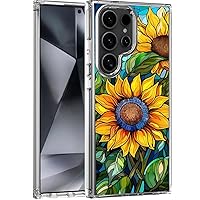 for Samsung Galaxy S24 Ultra 5G Case,PU Soft Rubber Four Corners Reinforced Anti-Fall Mobile Phone case Cover for Galaxy S24 Ultra (Sunflower-1)