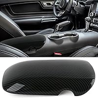 Carbon Fiber Gloss Interior Trim Center Middle Console Arm Rest Armrest Cover for 2015-2024 Ford Mustang GT / Ecoboost / Shelby Car Aesthetic Decorations Accessories for Men (Not Fit Mustang Mach E)