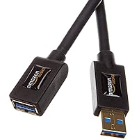 Amazon Basics USB-A 3.0 Extension Cable, 4.8Gbps High-Speed, Male to Female Gold-Plated Connectors, 3 Meters, Black