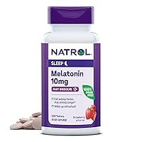 Natrol Melatonin 10mg, Strawberry-Flavored Sleep Support Dietary Supplement for Adults, 200 Fast-Dissolve Tablets, 200 Day Supply