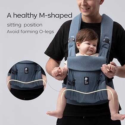 Bc Babycare Baby Carrier, Lightweight Baby Carrier Newborn to Toddler, Breathable Baby Holder Carrier Cool Cotton Mesh, Front Facing Baby Carrier for Babies 7-45 lbs