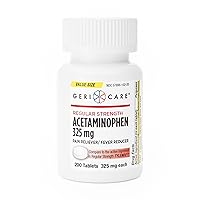 GeriCare Regular Strength Acetaminophen Pain Relief Fever Reducer Tablets, Strength 325mg Tablet | Joint, Muscle, Arthritis, Back Pain Relief 200 Count (Pack of 1)