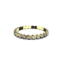 Round Diamond Wedding Band / 14k Gold Bezel Diamond Half Eternity Wedding Ring/Engagement Ring/Diamond Stacking Ring/Christmas Gift Ring
