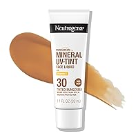 Purescreen+ Tinted Sunscreen for Face with SPF 30, Broad Spectrum Mineral Sunscreen with Zinc Oxide and Vitamin E, Water Resistant, Fragrance Free, Medium Deep, 1.1 fl oz