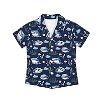 Hawaii Shirt for Boys Girls Fashion Loose V Neck Button Down Short Sleeve Kids Shirts Summer Oversized Beach Shirt